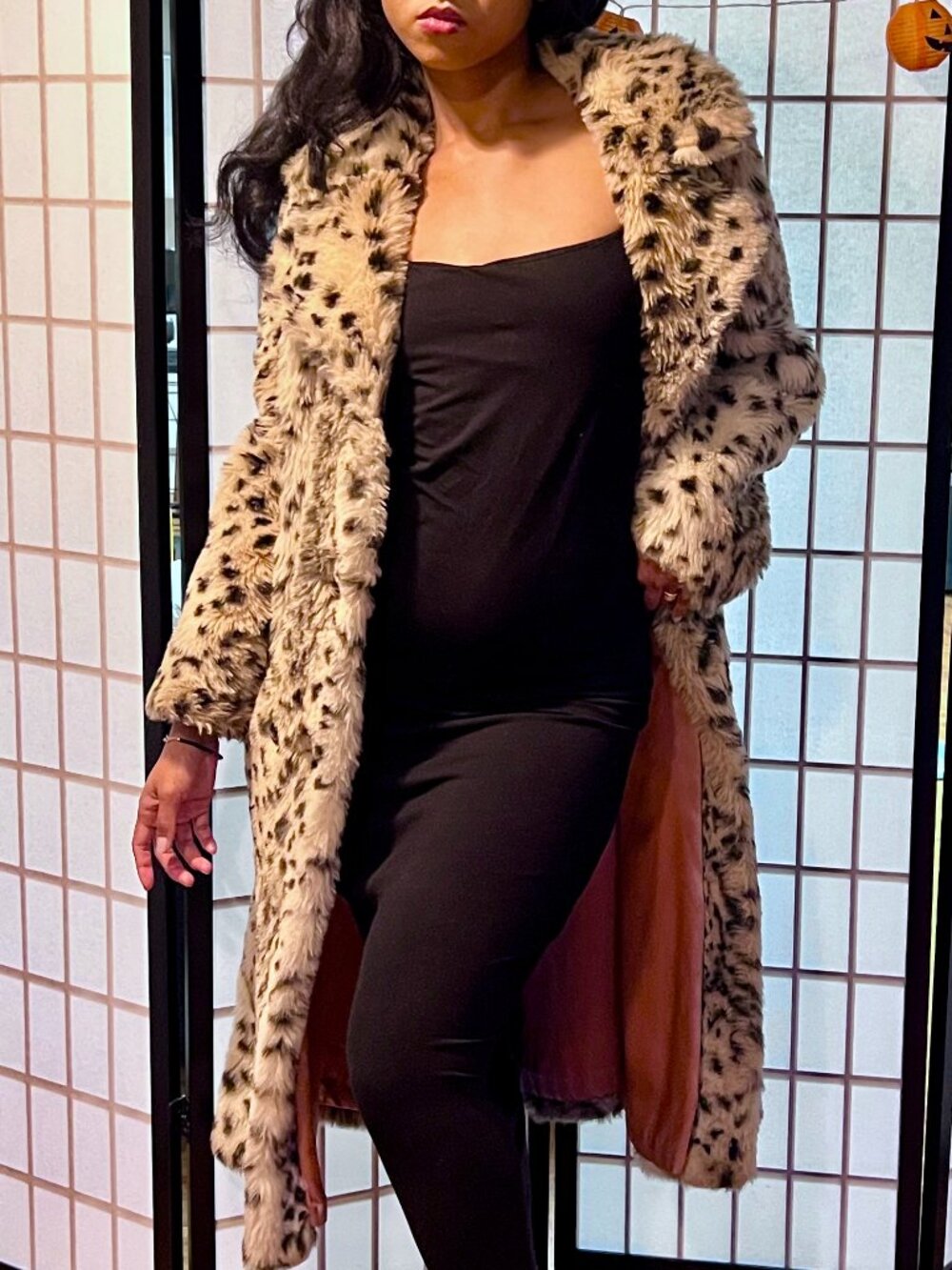 Women's Cream and Black Coat